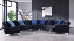 Divani Casa Darla Modern Black Velvet Circular Sectional Sofa