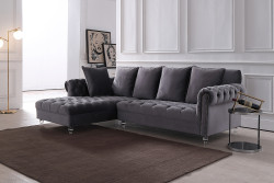 Divani Casa Temple Modern Grey Velvet Sectional Sofa
