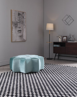 Divani Casa Colette Modern Blue Velvet Star Ottoman