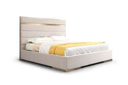 Modrest Cartier -  Modern Beige Velvet and Brushed Brass Bed