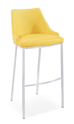 Modrest Jayce Modern Yellow Leatherette Bar Stool