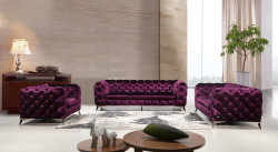 Divani Casa Delilah Modern Purple Fabric Sofa Set