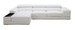 Divani Casa Chrysanthemum Mini - Modern White Leather Left Facing Sectional Sofa