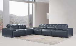 Divani Casa Grafton - Modern Blue Leather Sectional Sofa
