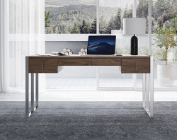 Modrest Orcutt - Modern Walnut & Stainless Steel Desk