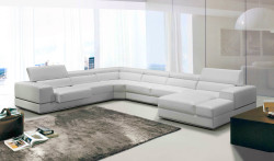 Divani Casa Pella - Modern White Bonded Leather U Shaped Sectional Sofa