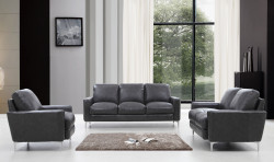 Divani Casa Empire Modern Dark Grey Leather Sofa Set