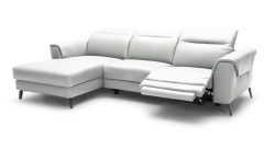 Divani Casa Mosley Modern White Leather Sectional Sofa w/ Recliner