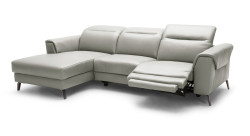 Divani Casa Mosley Modern Grey Leather Sectional Sofa w/ Recliner