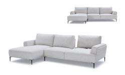 Divani Casa Hero Modern Grey Fabric Sectional Sofa w/ Left Facing Chaise
