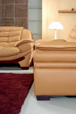 7174 Contemporary Camel Leather Living Room Set