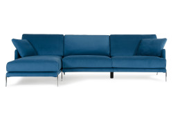 David Ferrari Achen - Modern Blue Velvet Left Facing Sectional Sofa