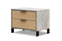 Nova Domus Conner - Modern Light Walnut & Faux Concrete Nightstand