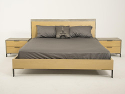 Nova Domus Conner - Modern Light Walnut & Faux Concrete Bed
