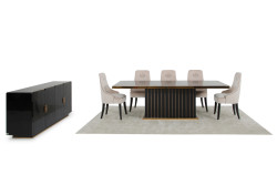 A&X Talin Modern Black & Rosegold Dining Set