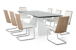 Modrest Milk & Morgan Modern White Dining Set