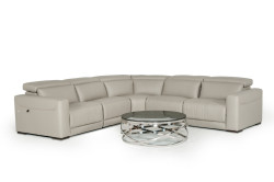 Estro Salotti Thelma - Italian Modern Grey Leather Sectional Sofa with Recliners