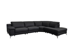 Estro Salotti Hypnose - Italian Modern Black Leather Sectional Sofa with Recliner
