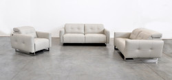 Estro Salotti Duca Modern Grey Leather Sofa Set w/ Recliners