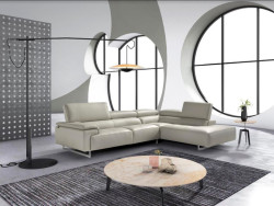 Estro Salotti Wish - Modern Grey Leather Right Facing Sectional Sofa