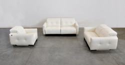 Estro Salotti Duca Modern White Leather Sofa Set w/ Recliners