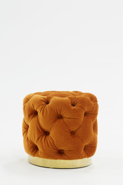 Divani Casa Duarte Modern Orange Velvet Ottoman