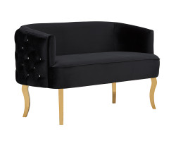 Divani Casa Fayette Modern Black Velvet & Gold Sofa