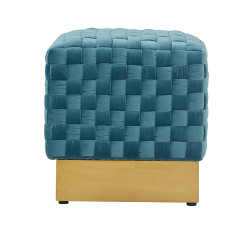 Divani Casa Atwood Modern Blue Velvet Ottoman