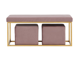 Divani Casa Walden Modern Mauve Velvet Bench & Ottoman Set