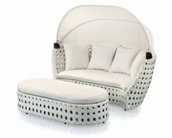 Aruba - Modern White Wicker Round Bed