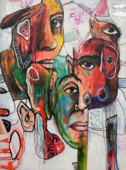 Modrest Faces - Abstract Oil Painting