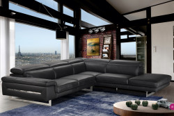 Accenti Italia Lazio - Italian Black Leather Right Facing Sectional Sofa