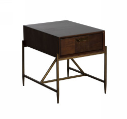 Modrest Shane - Modern Acacia & Brass End Table