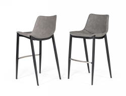 Modrest Jane - Modern Grey Eco-Leather Bar Stool (Set of 2)