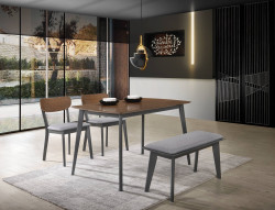 Modrest Lillian - Modern Walnut and Grey Dining Set