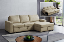 Divani Casa Nebula - Modern Beige Fabric Sofa Bed