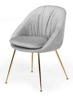 Modrest Fenton - Modern Light Grey Velvet and Gold dining Chair