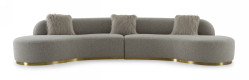 Divani Casa Frontier - Glam Grey Fabric Curved Sectional Sofa