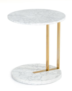 Modrest Cordon - Glam White Marble and Brass End Table