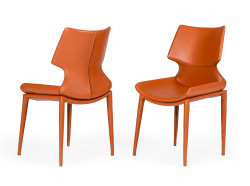 Modrest Helwig - Contemporary Cognac Eco-Leather Dining Chair  (Set of 2)