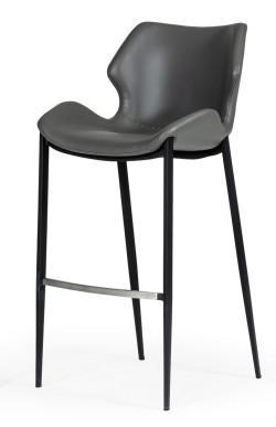 Modrest Ithaca - Industrial Grey Eco-Leather Bar Stool (Set of 2)