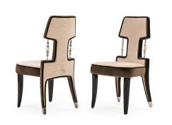 A&X Alston - Transitional Off-White Chenille Fabric Dining Chair (Set of 2)