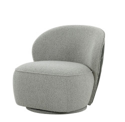 Divani Casa Allis - Glam Grey and Black Fabric Swivel Accent Chair 