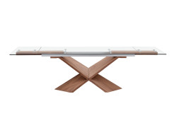 Modrest Scott - Modern Walnut and Glass Extendable 70.5"/106" Dining Table