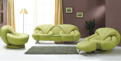 Flower Modern Green leather Sofa Set 
