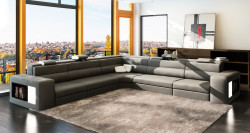 Divani Casa 5022C Modern Grey and White Bonded Leather Sectional Sofa