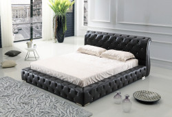Modrest BL9041 Modern Black Leatherette w/ Crystals Bed