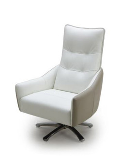 Divani Casa Pasadena Modern White and Taupe Leather Lounge Chair
