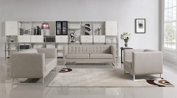 Divani Casa Dominic Modern Grey Fabric Sofa Set