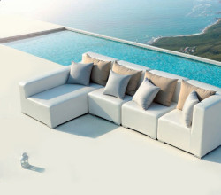 Renava Nicosia White Outdoor Small Sectional Sofa w/ Left Facing Chaise